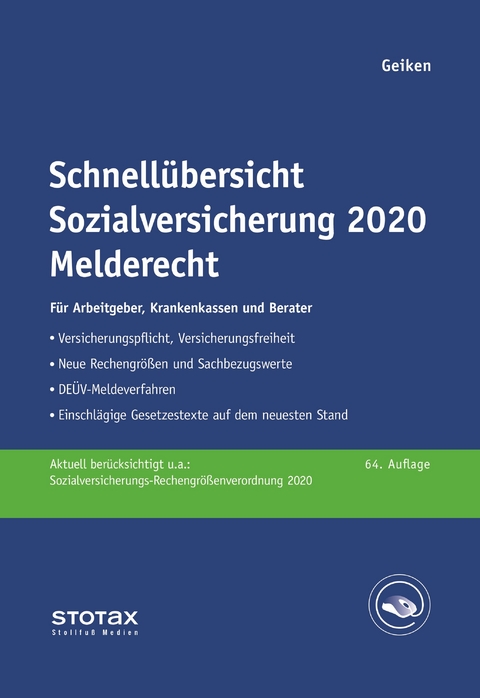 Schnell&uuml;bersicht Sozialversicherung 2020 Melderecht - Manfred Geiken