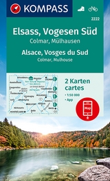 KOMPASS Wanderkarten-Set 2222 Elsass, Vogesen S&uuml;d, Alsace, Vosges du Sud, Colmar, M&uuml;lhausen, Mulhouse (2 Karten) 1:50.000