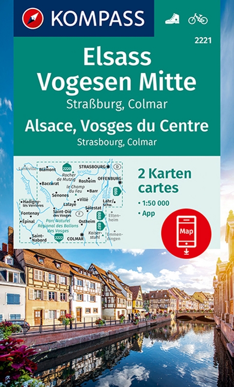 KOMPASS Wanderkarten-Set 2221 Elsass, Vogesen Mitte, Alsace, Vosges du Centre (2 Karten) 1:50.000
