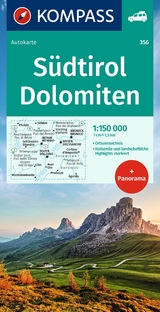 KOMPASS Autokarte S&uuml;dtirol, Dolomiten/Alto Adige , Dolomiti 1:150.000