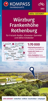 KOMPASS Fahrradkarte 3353 Würzburg, Frankenhöhe, Rothenburg 1:70.000 - 
