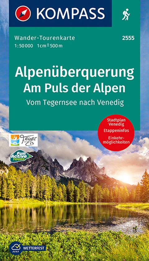 KOMPASS Wander-Tourenkarte Alpen&uuml;berquerung, Am Puls der Alpen 1:50.000