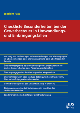 Checkliste Besonderheiten bei der Gewerbesteuer in Umwandlungs- und Einbringungsfällen