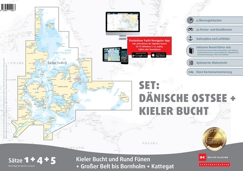 Sportbootkarten Satz 1, 2 und 4 - Set: Deutsche Ostsee und S&uuml;dliche D&auml;nische Ostsee (Ausgabe 2020)