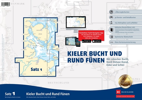 Sportbootkarten Satz 1: Kieler Bucht und Rund F&uuml;nen (Ausgabe 2020) - 