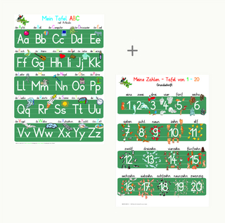 Mein Tafel-ABC in Druckschrift mit Artikeln + Meine Zahlen Tafel in Druckschrift-Set