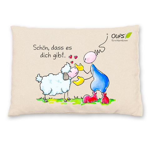 Oups Kirschkernkissen "Sch&ouml;n, dass es dich gibt!" - Kurt H&ouml;rtenhuber