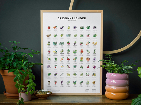 Saisonkalender Obst & Gem&uuml;se in A1, K&uuml;chenkalender