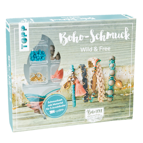Boho-Schmuckset Wild & Free (T&uuml;rkis/ Lachs) - Elke Eder