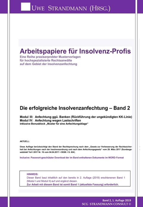 Die erfolgreiche Insolvenzanfechtung &ndash; Band 2 - Jens-Uwe Strandmann