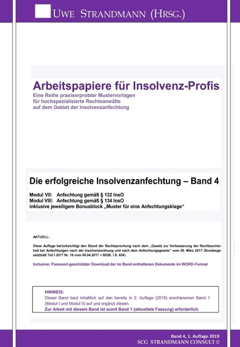 Die erfolgreiche Insolvenzanfechtung &ndash; Band 4 - Jens-Uwe Strandmann