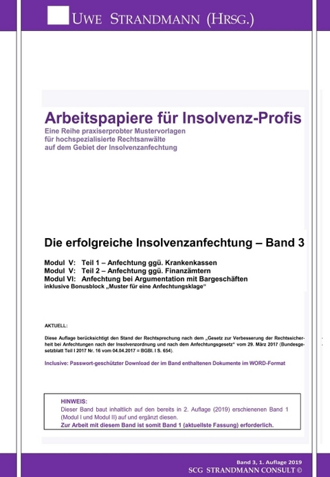 Die erfolgreiche Insolvenzanfechtung &ndash; Band 3 - Jens-Uwe Strandmann