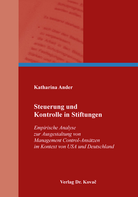Steuerung und Kontrolle in Stiftungen - Katharina Ander