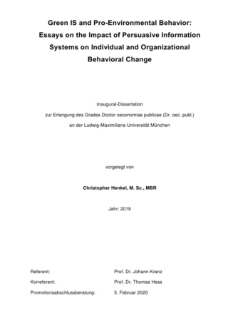 Green IS and Pro-Environmental Behavior