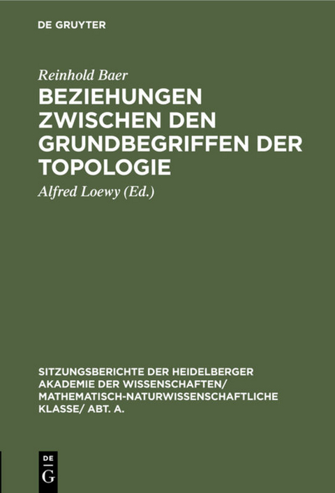 Beziehungen zwischen den Grundbegriffen der Topologie - Reinhold Baer