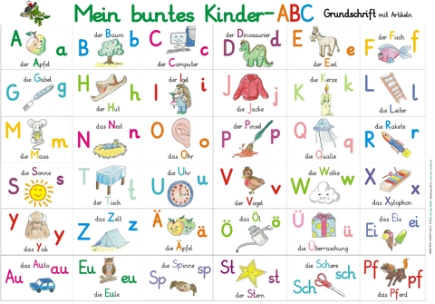 Mein buntes Kinder-ABC in Grundschrift mit Artikeln