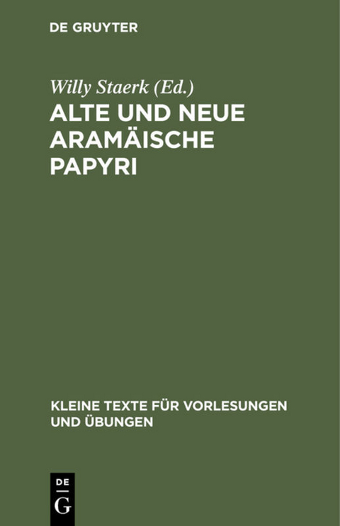 Alte und neue aram&auml;ische Papyri - 