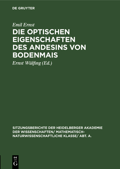 Die optischen Eigenschaften des Andesins von Bodenmais - Emil Ernst