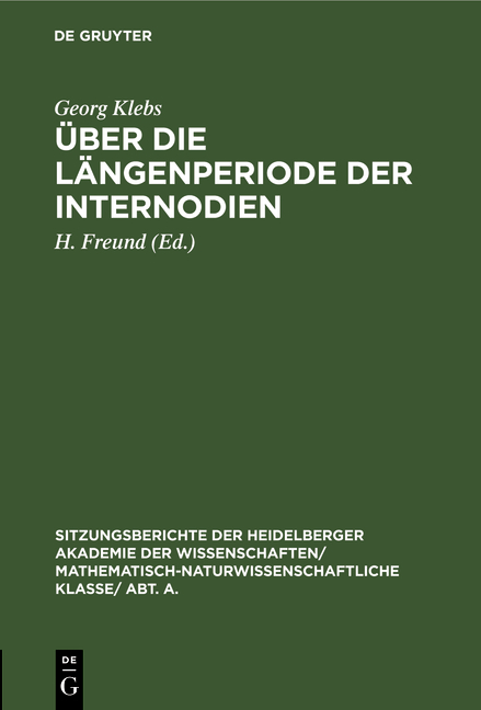 Über die Längenperiode der Internodien - Georg Klebs