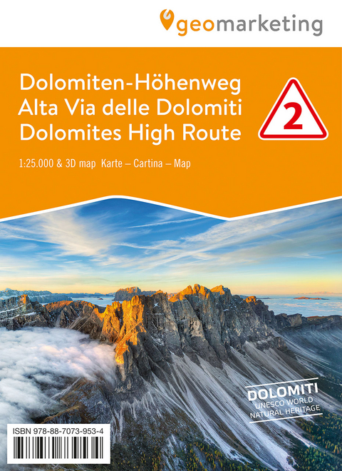 3D-Wanderkarte Dolomiten-H&ouml;henweg 2 - 
