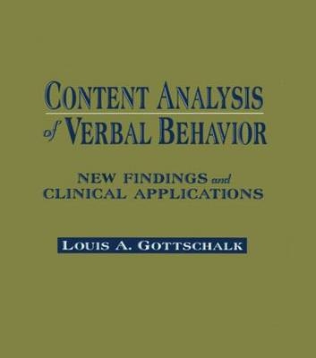 Content Analysis of Verbal Behavior -  Louis A. Gottschalk