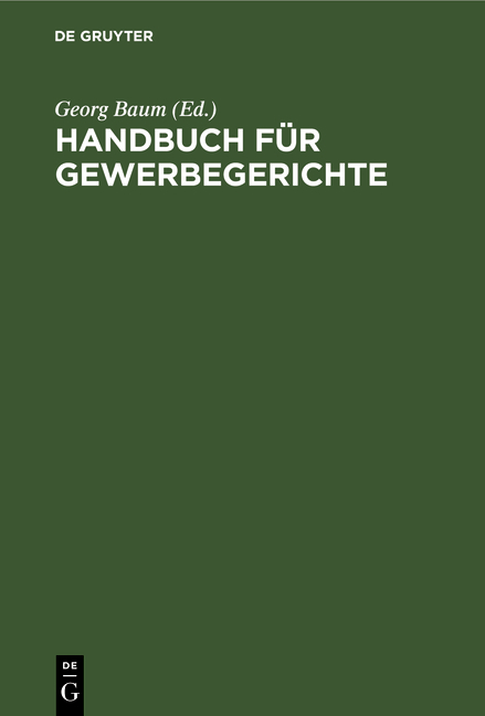 Handbuch f&uuml;r Gewerbegerichte - 
