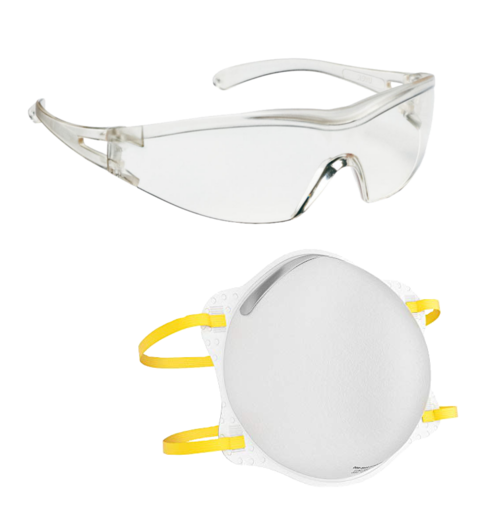 Schutzausr&uuml;stung-Set: Schutzbrille + 5 Masken