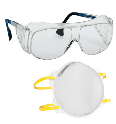 Schutzausr&uuml;stung-Set: &Uuml;berbrille + 5 Masken