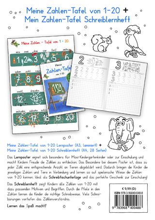 Meine Zahlen-Tafel von 1-20-Set in Grundschrift