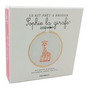 Le kit prêt à broder : Sophie la girafe : petit manuel de broderie, mini-tambour, aiguille, toile & fils