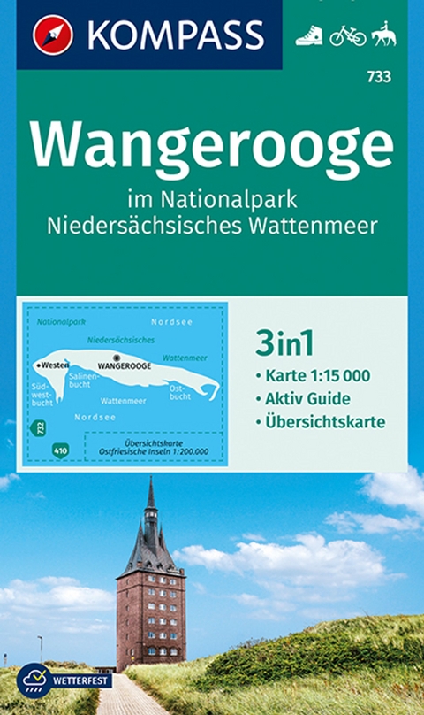 KOMPASS Wanderkarte 733 Wangerooge im Nationalpark NIeders&auml;chsisches Wattenmeer 1:15.000