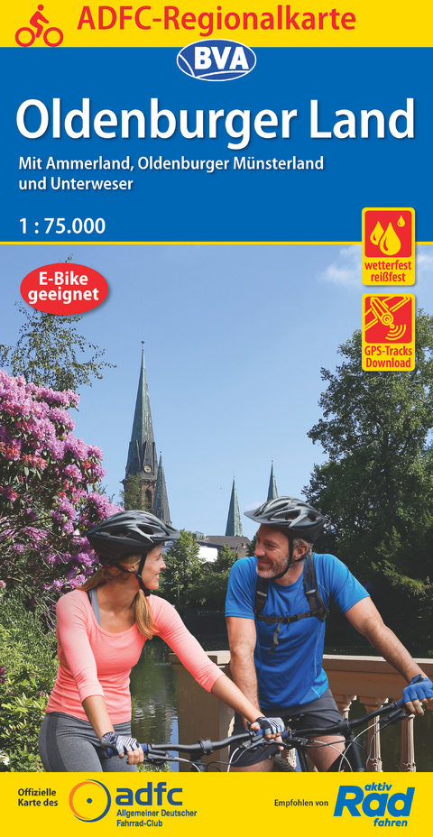 ADFC-Regionalkarte Oldenburger Land, 1:75.000, mit Tagestourenvorschl&auml;gen, rei&szlig;- und wetterfest, E-Bike-geeignet, GPS-Tracks Download