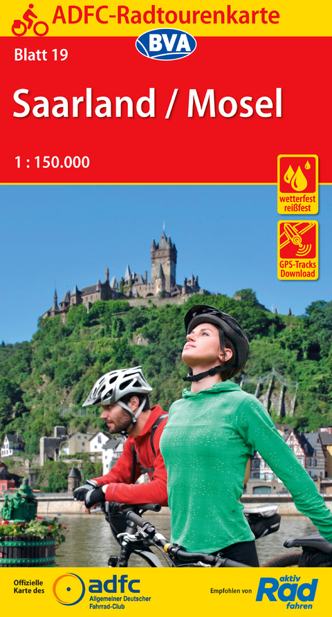 ADFC-Radtourenkarte 19 Saarland /Mosel 1:150.000, rei&szlig;- und wetterfest, E-Bike geeignet, GPS-Tracks Download
