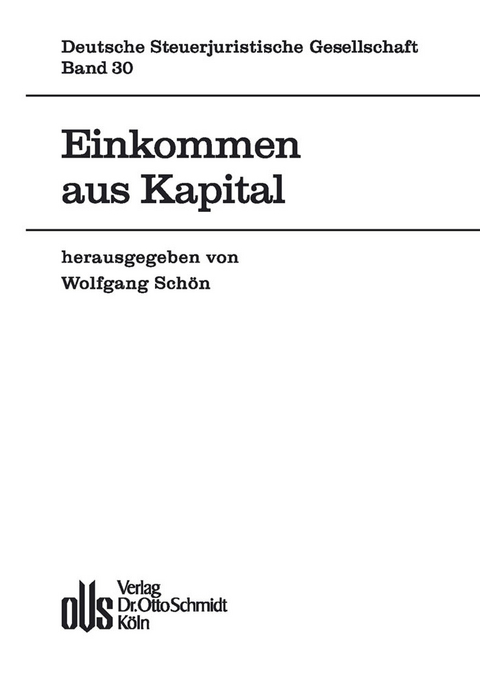 Einkommen aus Kapital -  Wolfgang Schön