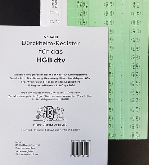 D&uuml;rckheimRegister&reg; HGB im dtv OHNE Stichworte - Constantin von D&uuml;rckheim