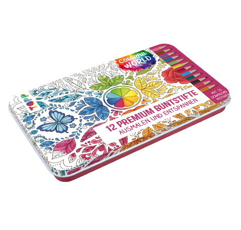 Colorful World Designdose mit 12 Premium-Buntstiften -  Frechverlag