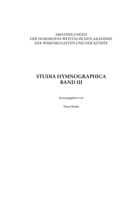 Studia Hymnographica III - 