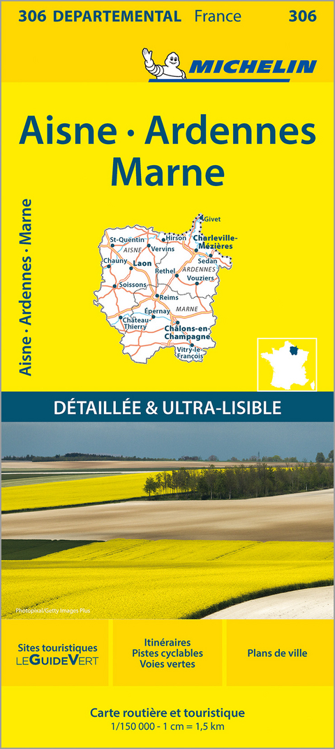 Aisne Ardennes Marne - Michelin Local Map 306 -  Michelin