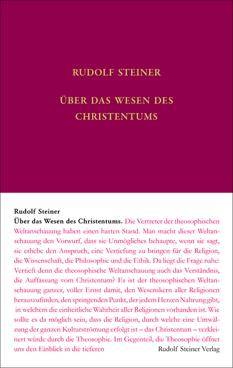 &Uuml;ber das Wesen des Christentums - Rudolf Steiner
