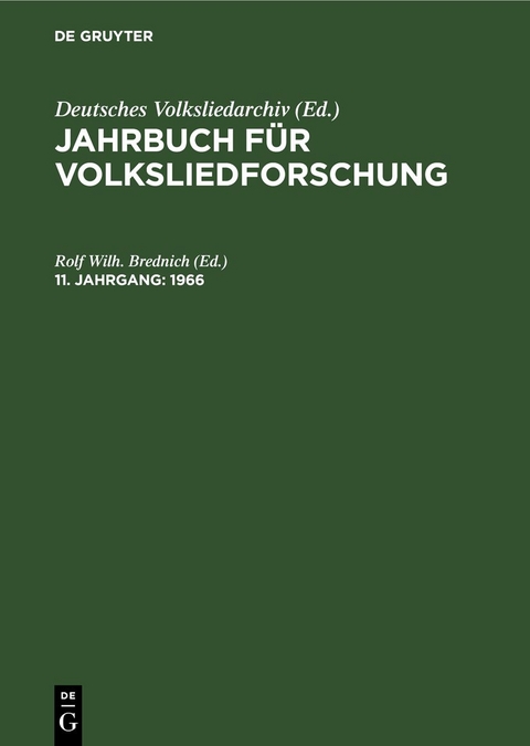 Jahrbuch f&uuml;r Volksliedforschung / 1966 - 