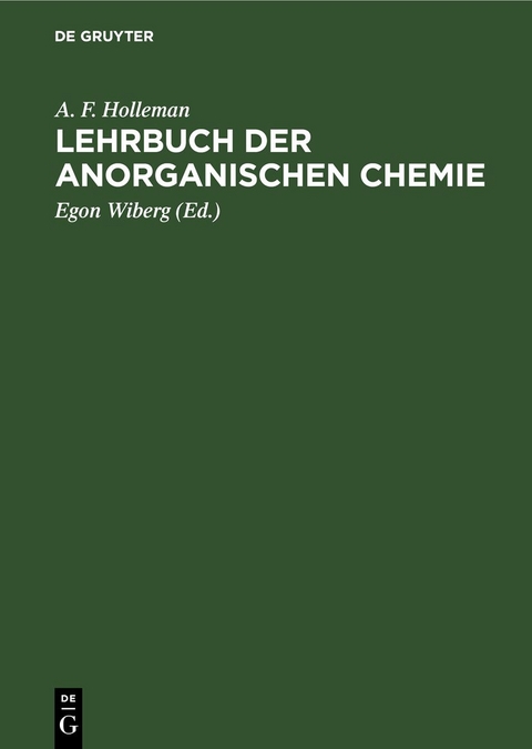 Lehrbuch der Anorganischen Chemie - A. F. Holleman