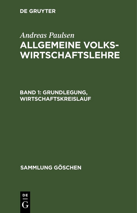 Grundlegung, Wirtschaftskreislauf