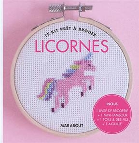Licornes : le kit prêt à broder
