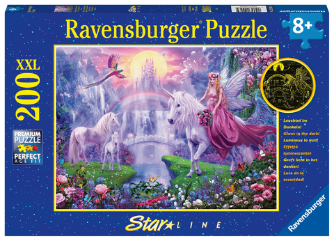 Ravensburger Kinderpuzzle - 12903 Magische Einhornnacht - Einhorn-Puzzle f&uuml;r Kinder ab 8 Jahren, mit 200 Teilen im XXL-Format, Leuchtet im Dunkeln