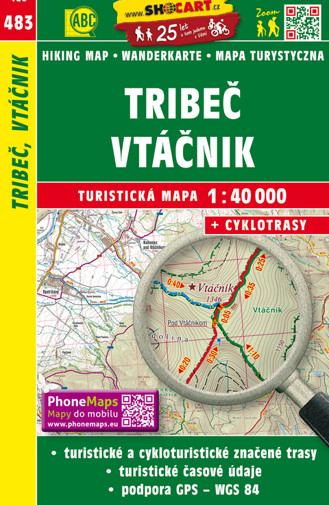 Tribeč, Vt&aacute;čnik / Tribetzgebirge, Vogelgebirge (Wander - Radkarte 1:40.000)