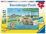 Ravensburger Kinderpuzzle - 05095 Tierkinder aus aller Welt - Puzzle f&uuml;r Kinder ab 3 Jahren, mit 2x12 Teilen