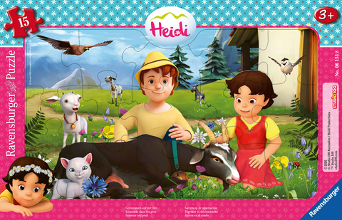 Ravensburger Kinderpuzzle - 05071 Gemeinsam auf der Alm - Rahmenpuzzle f&uuml;r Kinder ab 3 Jahren, mit 35 Teilen, Puzzle mit Heidi und Peter