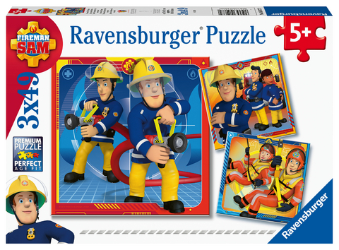 Ravensburger Kinderpuzzle - 05077 Unser Held Sam - Puzzle f&uuml;r Kinder ab 5 Jahren, mit 3x49 Teilen, Puzzle mit Feuerwehrmann Sam