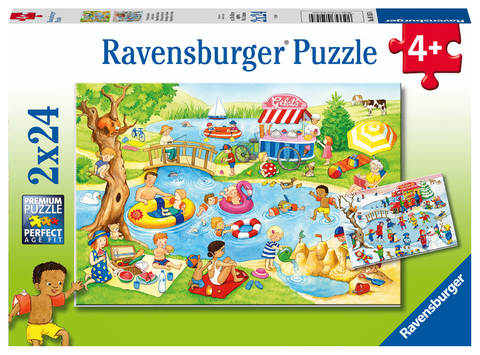 Ravensburger Kinderpuzzle - 05057 Freizeit am See - Puzzle f&uuml;r Kinder ab 4 Jahren, mit 2x24 Teilen