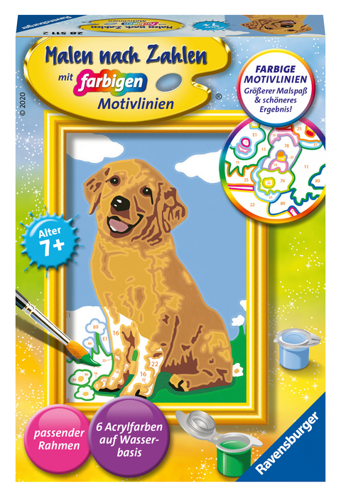 CreArt, Malen nach Zahlen Kinder - Kleiner Golden Retriever